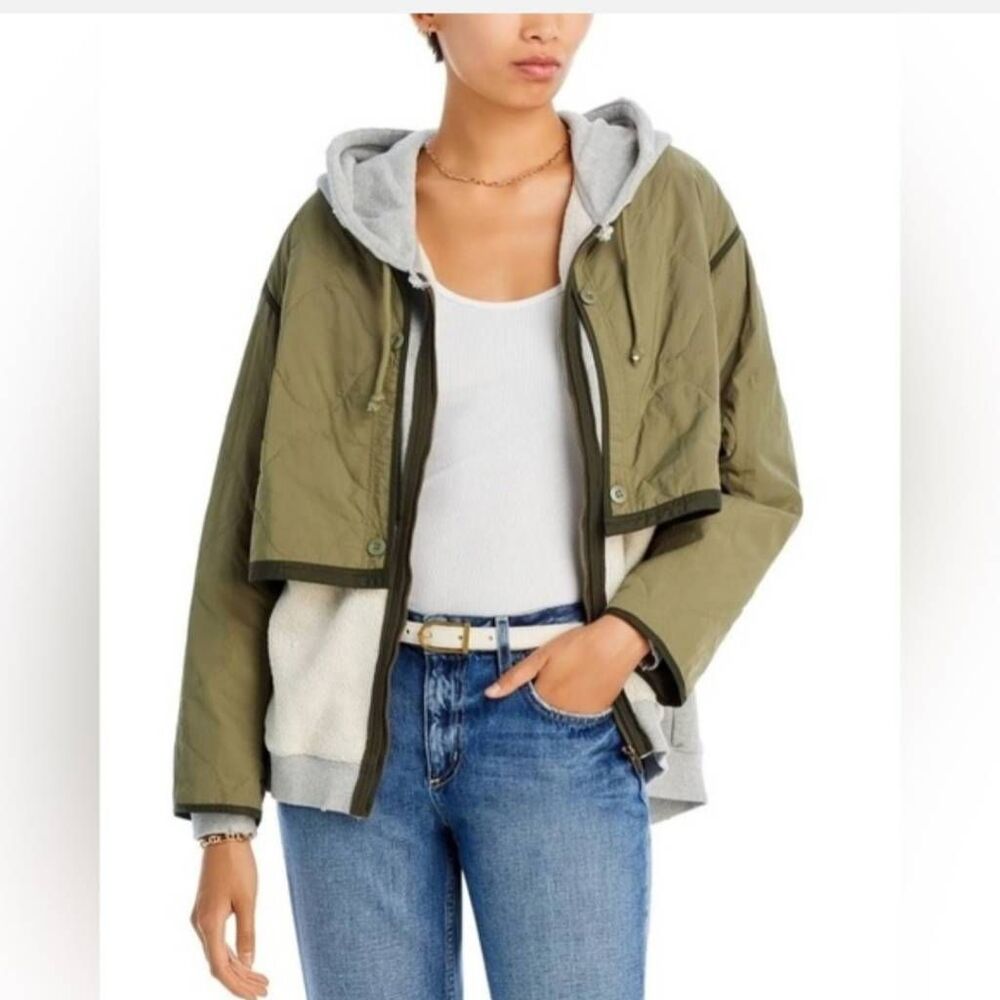 Vintage Havana Small Green & Gray Hooded Layered Jacket